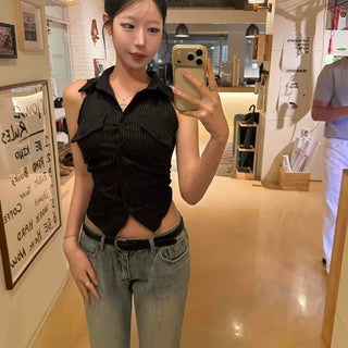 Washed Zipper Button Regular Fit Flare Long Pants