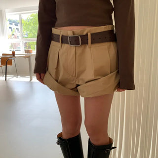 Half Roll-up Double-Pleated Shorts