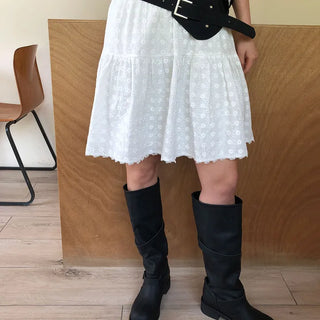 Return Women's Lace Elastic Loose Fit Embroidered Punching Spring Summer Skirt