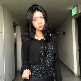 Ribbon Plain Slim Fit Long Sleeve Daily Cardigan