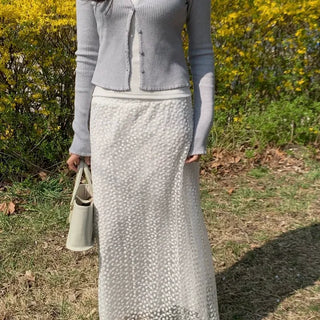 Flower lace long skirt