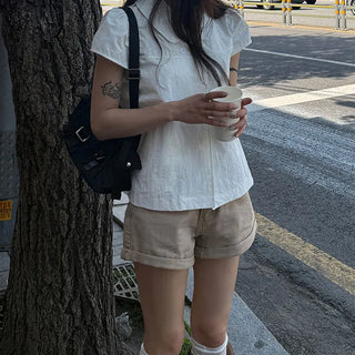Mewing Button Collar Blouse