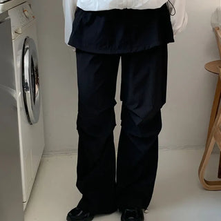 Summer Washered Nylon Crinkly Elastic Waist Pants