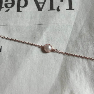 Rose Gold Pearl Layered Silver Bracelet