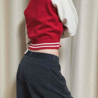 Raglan Sleeve Rib Contrast Casual Daily Long Sleeve Jumper