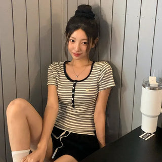 Wow Striped U-Neck T-shirt