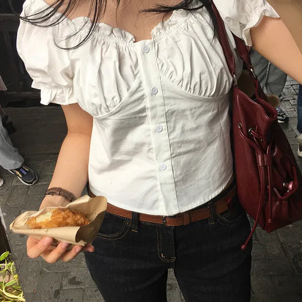 Iso Shirred Puff Blouse