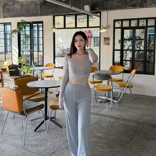 Pintuck Wide Straight Loose Fit Daily Long Pants