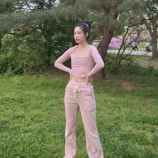String Straight Loose Fit Daily Long Pants