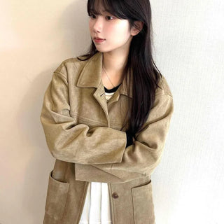 Button Cut Button-Down Double Pocket Oversized Daily Fit