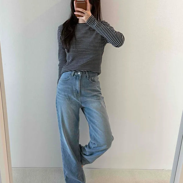 Washed Wide Straight Loose Fit Long Pants