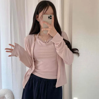 Ribbon Slim Fit Plain Daily Long Sleeve T-shirt
