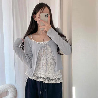 Button Loose Fit Plain Long Sleeve Daily Cardigan