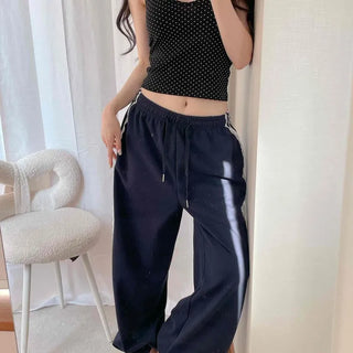String Wide Loose Fit Plain Training Bottoms