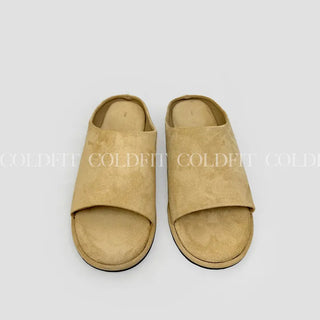 Round slide suede beige