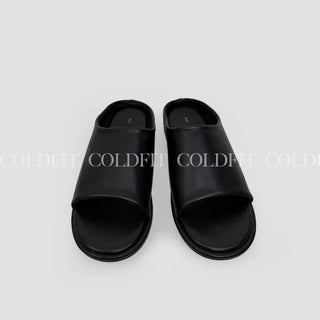Round slide leather black