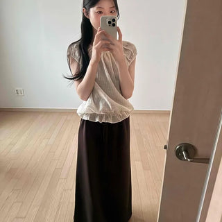 String Flare A-Line Relaxed Fit Daily Long Skirt