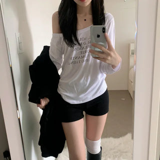 [Delicate../Sal-anta Item ver] Reason See-through Off-shoulder Long Sleeve Top