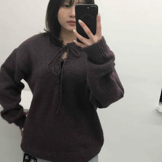 Oversized Plain Ribbon Eyelet Short Length Long Sleeve