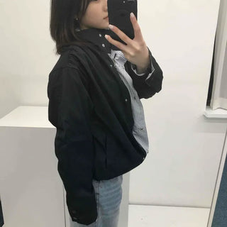 Oversized Contrast Shirred Two-Way Short Field Jacket