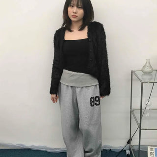 Loose Fit Numbering Wide Long Pants