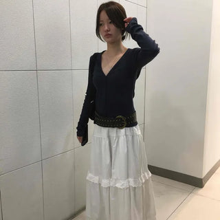 Frill A-line Ankle-length Long Skirt