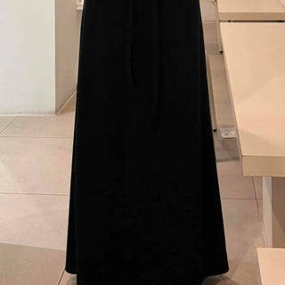 Loose-fit String H-line Straight Maxi-length Long Skirt