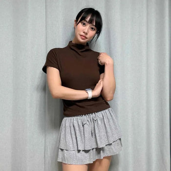 Shirred Frill Strap Tiered Mini Skirt