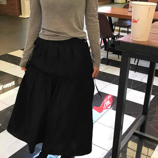 Shirred Ribbon A-Line Loose Fit Long Skirt