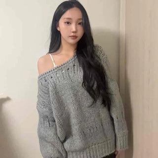 Oversized Plain Perforated Long Sleeve