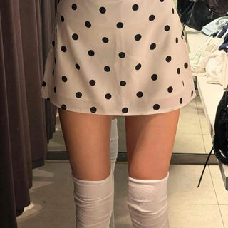 Zipper Dot A-line Mini Skirt