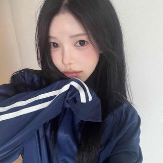 Oversized Contrast Color Zip Raglan Sleeve Long Sleeve Zip-up