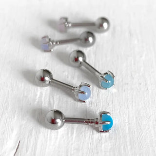 (6 colors) Water Drop Piercing Surgical Summer Blue Green Pink Teardrop Gemstone 8mm Earrings Labret Bar Inner Conch Outer Conch Helix