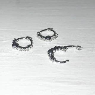 Pair Sale Mini Cubic Ball Ring Piercing Earrings, Earlobe Helix Mini One-Touch Hoop Earrings