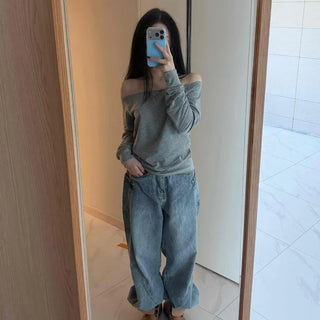 Loose-fit Washed Barrel Long Pants