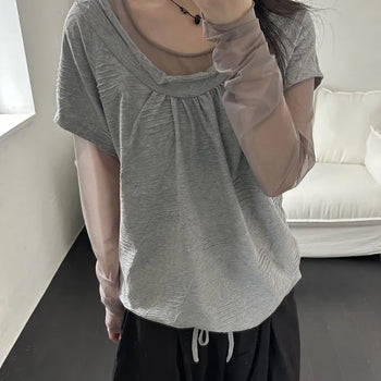 Vintage Dot Volume Layered Short Sleeve Tee