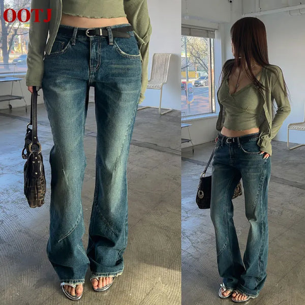 Kuners Cut-out Denim Bootcut Pants