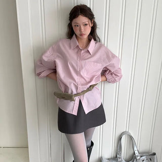 OA Stripe Lettering Oversized Shirt