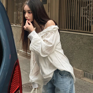 Cloud Veil Off-Shoulder Blouse