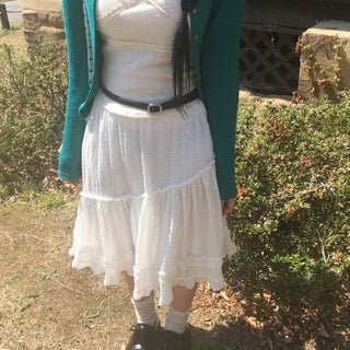 Koi Dot Diagonal Frill Midi Skirt
