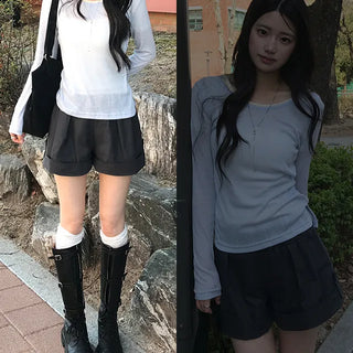 Mock Roll-up Short Cotton Pants