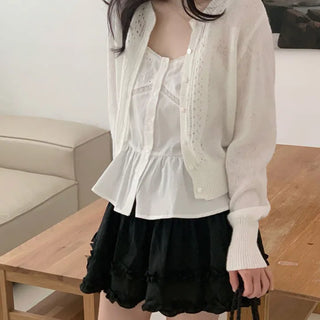 Punched Round Knit Cardigan
