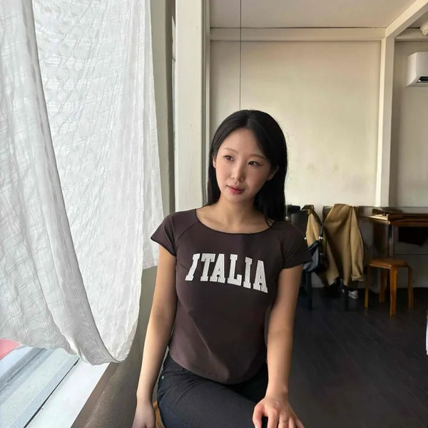 Lettering Regular Fit Round Neck Short Sleeve Daily T-shirt
