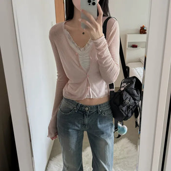 [Sal-A-Tem/Delicate~] Joy See-through Crop Cardigan