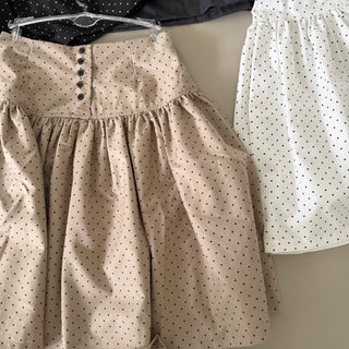 Button Dot Midi Flare Skirt