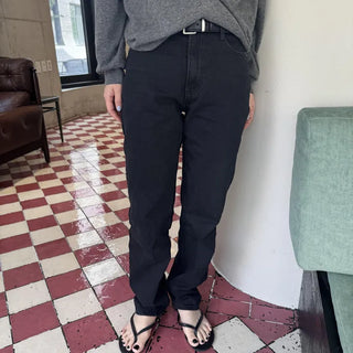 Black Denim  Straight Fit Pants Black Jeans