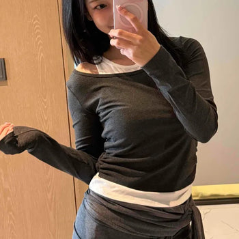 Slim Fit Plain Layered Fitted Long Sleeve T-shirt