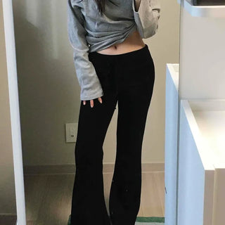 String Flare Loose Fit Daily Long Pants