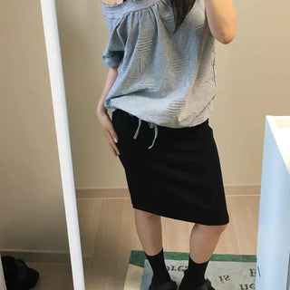 Shirred Raglan Loose Fit Short Sleeve T-shirt