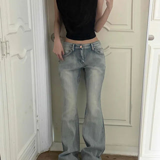 Washed Flare Loose Fit Casual Daily Long Pants